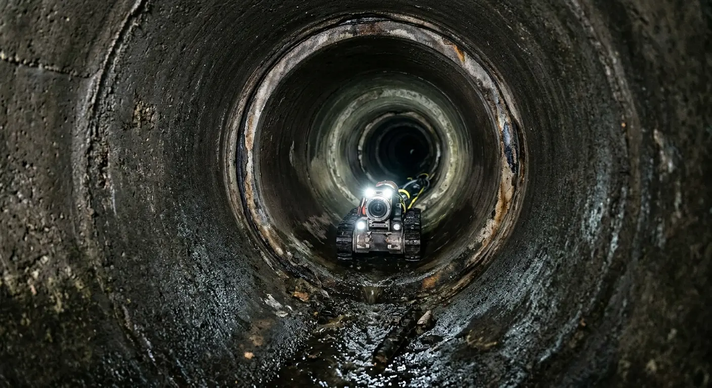 Robotic sewer camera inspecting pipe interior for Sewer Line Repair in Hartsville